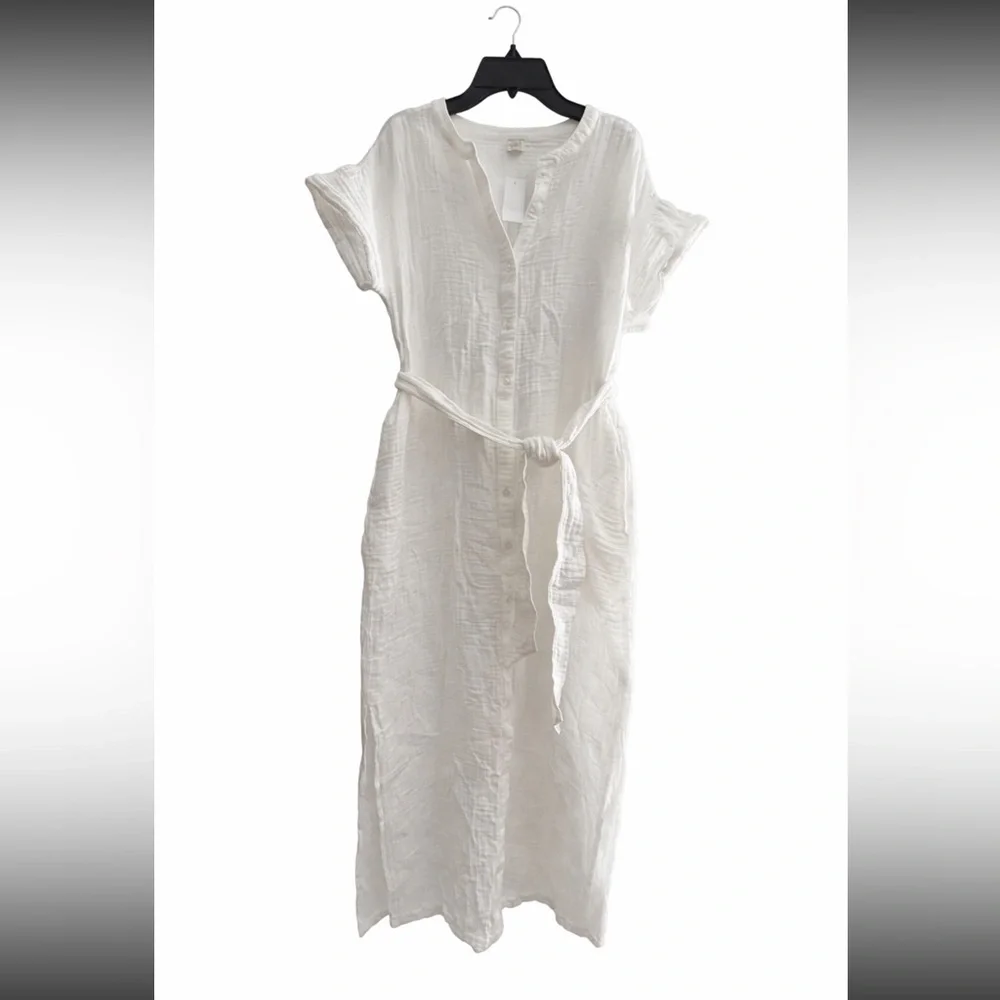 LOFT Beach Triple Cloth Short Sleeve Maxi Dress White XS NWT - Picture 2 of 5